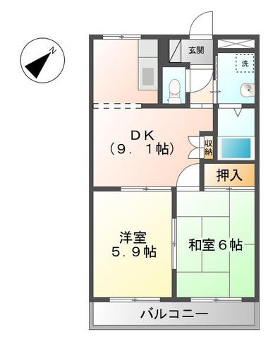 ジューエイハイツ(2DK/2階)の間取り写真