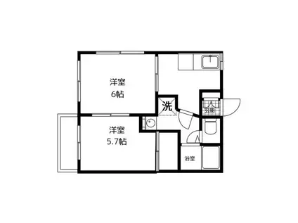 サンハイツ呉羽(2K/2階)の間取り写真