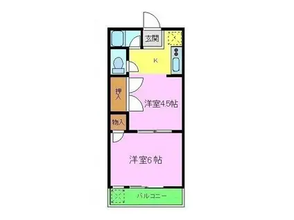 ニュー白樺ハイツ(2K/1階)の間取り写真