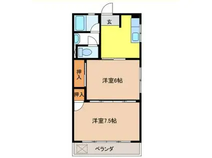 ハイツ松野(2K/4階)の間取り写真