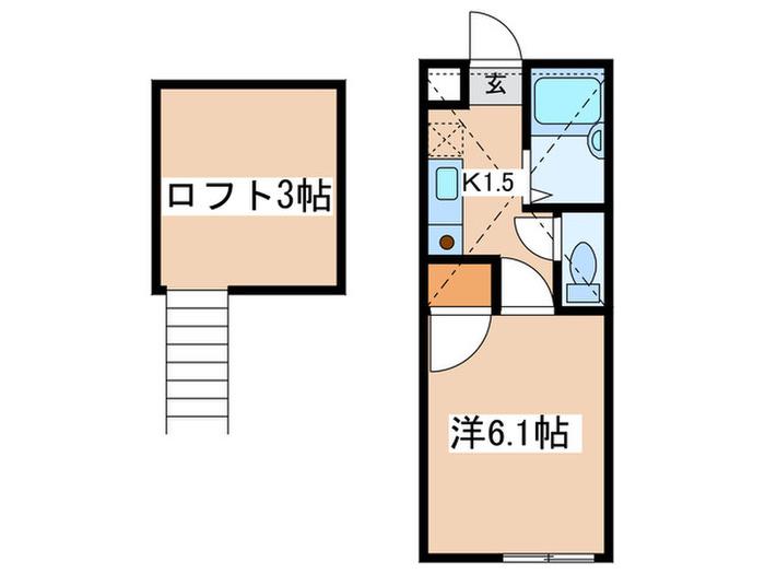ロータス西生田(1K/2階)の間取り写真