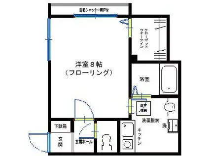 ルーナウエスト(1K/1階)の間取り写真