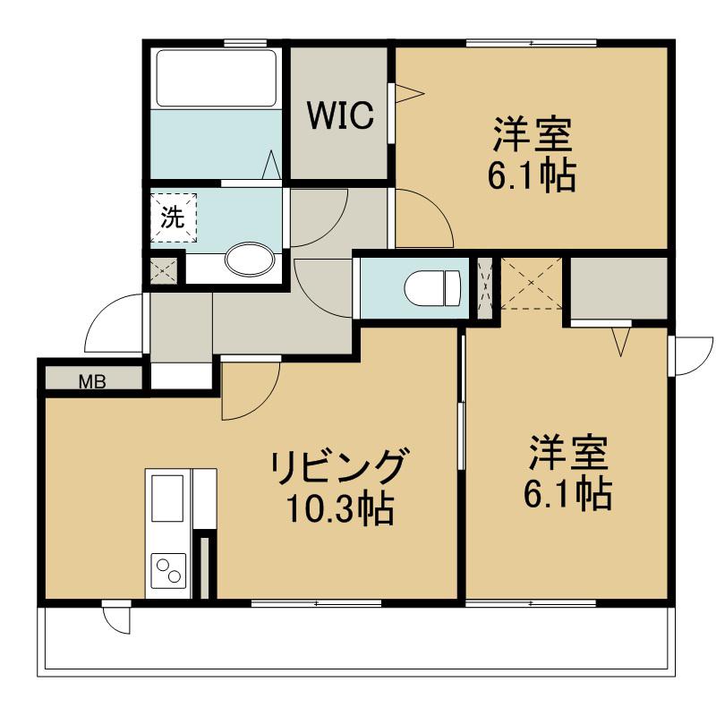 リエットIS(2LDK/1階)の間取り写真