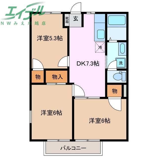 コーポラス貴船(3DK/2階)の間取り写真