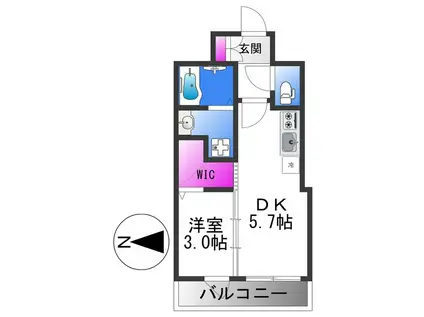エステムコート大阪プリューム(1DK/13階)の間取り写真