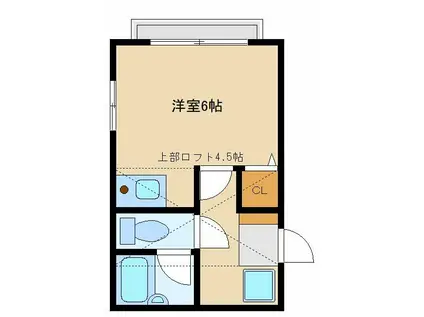 アゼリアガーデンズ登戸(ワンルーム/1階)の間取り写真