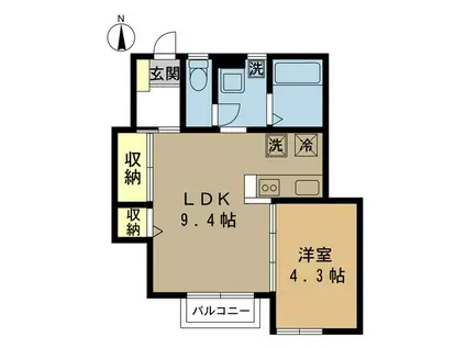 上越新幹線 新潟駅 徒歩24分 2階建 築23年(1LDK/1階)の間取り写真