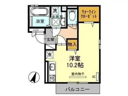 まほろば(ワンルーム/2階)の間取り写真