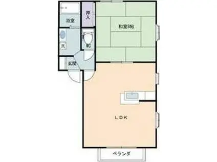 グリーンパレス壱番街B(1LDK/1階)の間取り写真