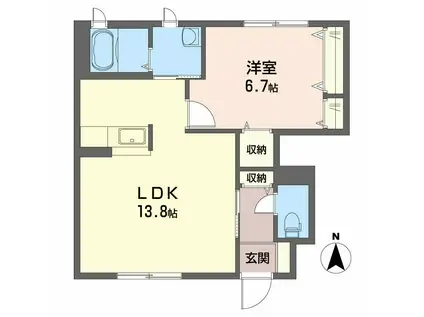 シャーメゾンサンモール A棟(1LDK/1階)の間取り写真