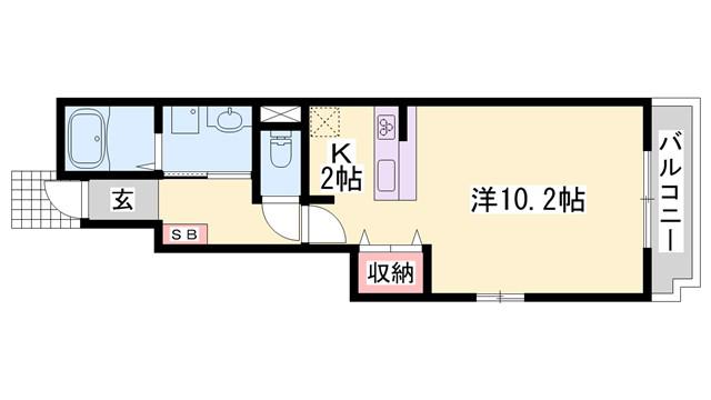 グラースアンジュD(ワンルーム/1階)の間取り写真