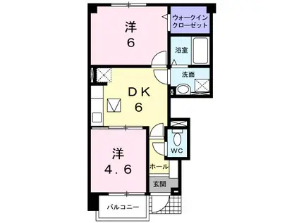 ニューヴィレッジA(2DK/1階)の間取り写真