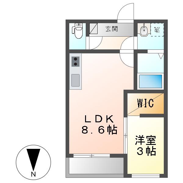 MOVE岩塚(1LDK/1階)の間取り写真