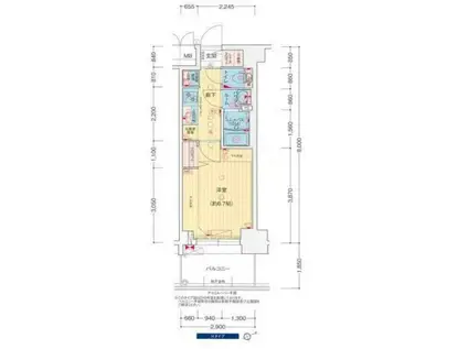 プレサンス ハーバーランド アンド・シー(1K/10階)の間取り写真