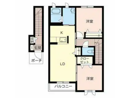 ブリリアントヒルズ(2LDK/2階)の間取り写真