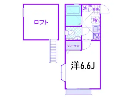 シャンブル日吉(1K/2階)の間取り写真