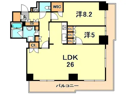 ザ・パークハウス神戸ハーバーランドタワー(2LDK/14階)の間取り写真
