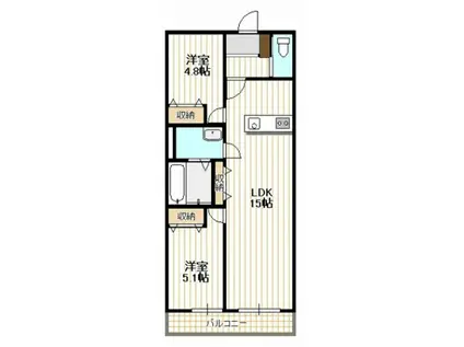 アマゾン・リリー(2LDK/1階)の間取り写真