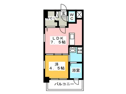 レジデンシャルヒルズアーバンプレイス(1LDK/8階)の間取り写真