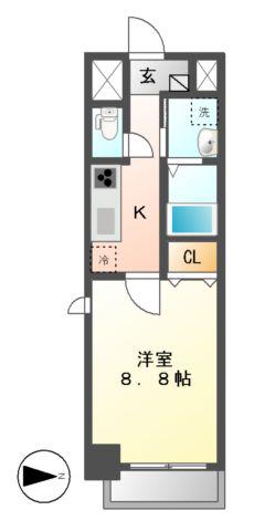 プラチナム(1K/7階)の間取り写真