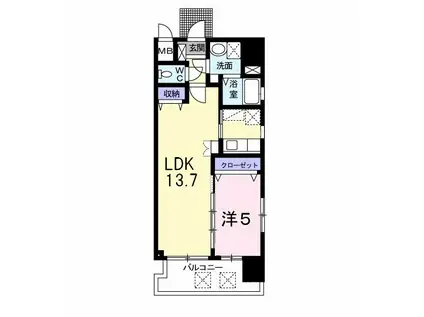 ラ・メゾン・ド ナチュール(1LDK/8階)の間取り写真