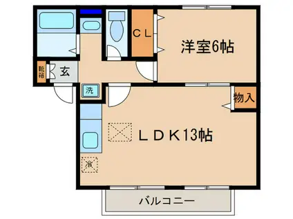 ピシックKII(1LDK/1階)の間取り写真