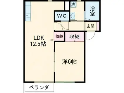 メゾン・ウエストリバーIIIB棟(2DK/2階)の間取り写真