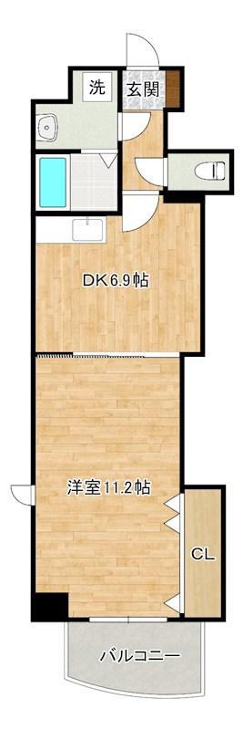 ミーナ砂津(1DK/7階)の間取り写真