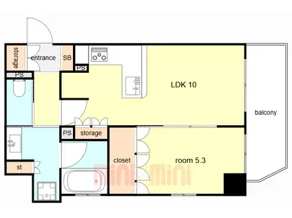 リーガル神戸三宮II(1LDK/10階)の間取り写真