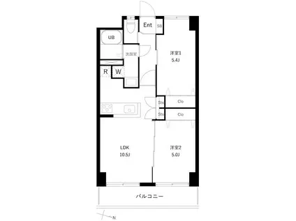 PARK MODERN つつじヶ丘(2LDK/9階)の間取り写真