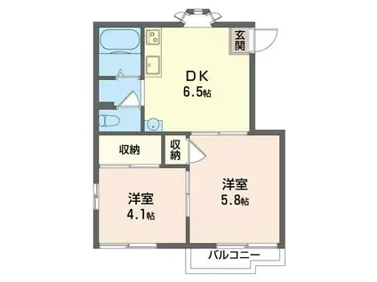 ヒルトップ海老名(2DK/2階)の間取り写真