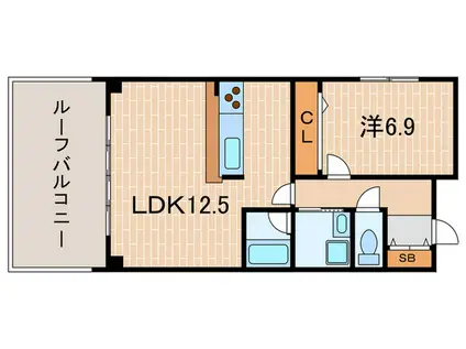 グランドール宝塚(1LDK/B2階)の間取り写真