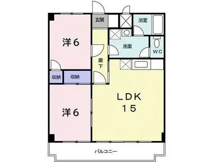 ビューラーサビア(2LDK/4階)の間取り写真