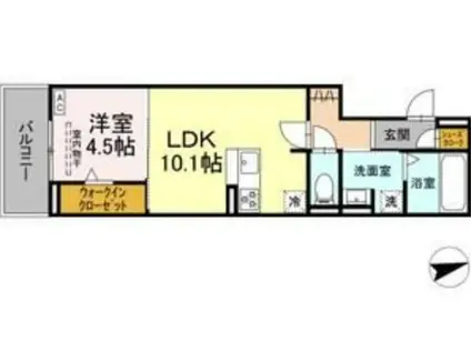 アーククレール(1LDK/2階)の間取り写真