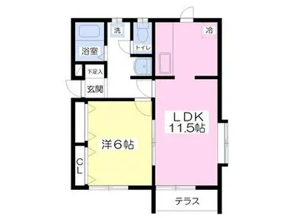 ラヴィール A(1LDK/1階)の間取り写真