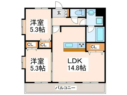 アーバニスト本山(2LDK/6階)の間取り写真