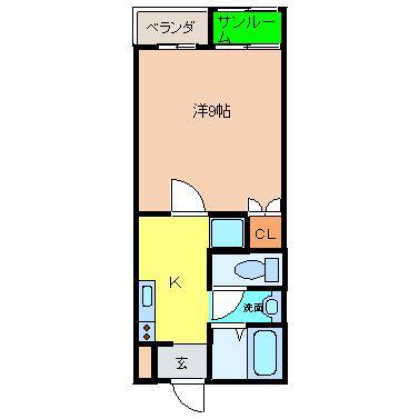 コスモシャトー原I(1K/3階)の間取り写真