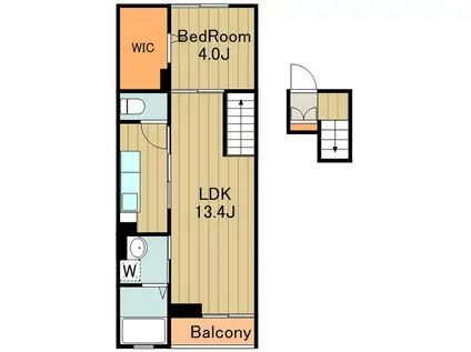 サニーサイド(1LDK/4階)の間取り写真