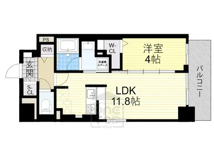 ラヴィベール江坂(1LDK/4階)の間取り写真