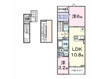 GRACE NATORI(2LDK/3階)の間取り写真