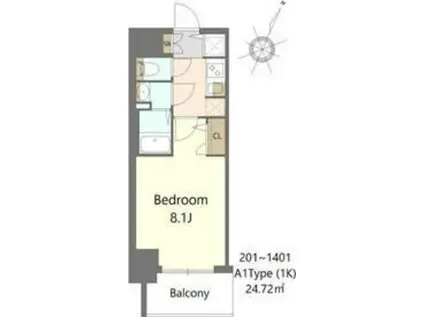 S-RESIDENCE大和田ALINE(1K/7階)の間取り写真