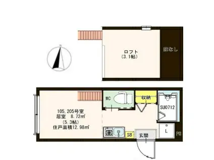 ハーモニーテラス東陽III(ワンルーム/1階)の間取り写真