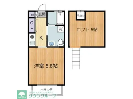 ショコラコート(1K/1階)の間取り写真