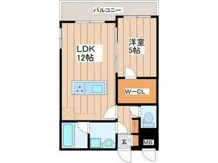 LUANA AIR RESIDENCE五橋(1LDK/3階)の間取り写真