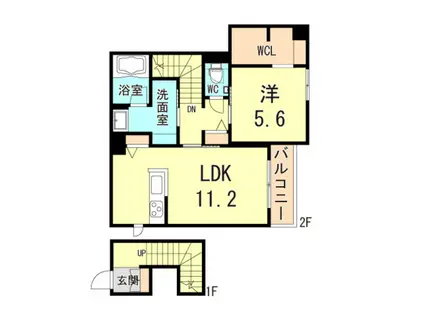 SHAMAISONブルーメ(1LDK/2階)の間取り写真
