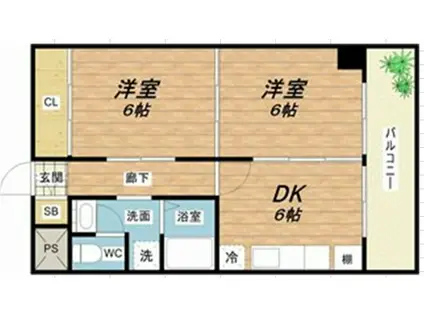 上三青山ハイツ(2DK/3階)の間取り写真