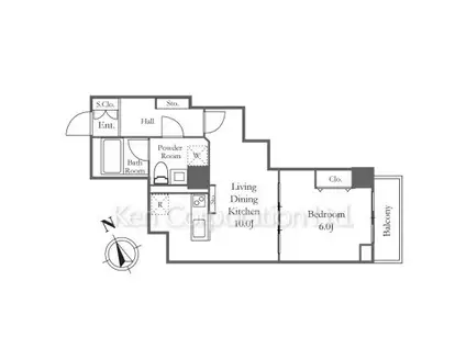 リバーシティ21新川(1LDK/27階)の間取り写真