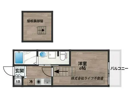 グランドプリッ2長瀬(1K/2階)の間取り写真