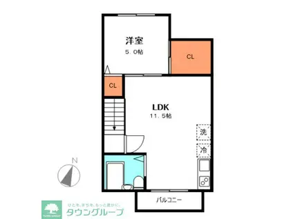 アーバン(ワンルーム/2階)の間取り写真