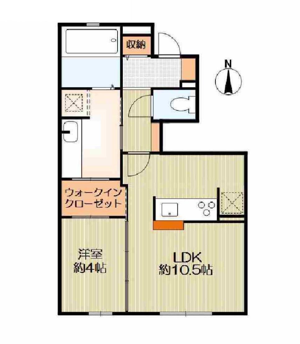 セントアース桑原(1LDK/1階)の間取り写真